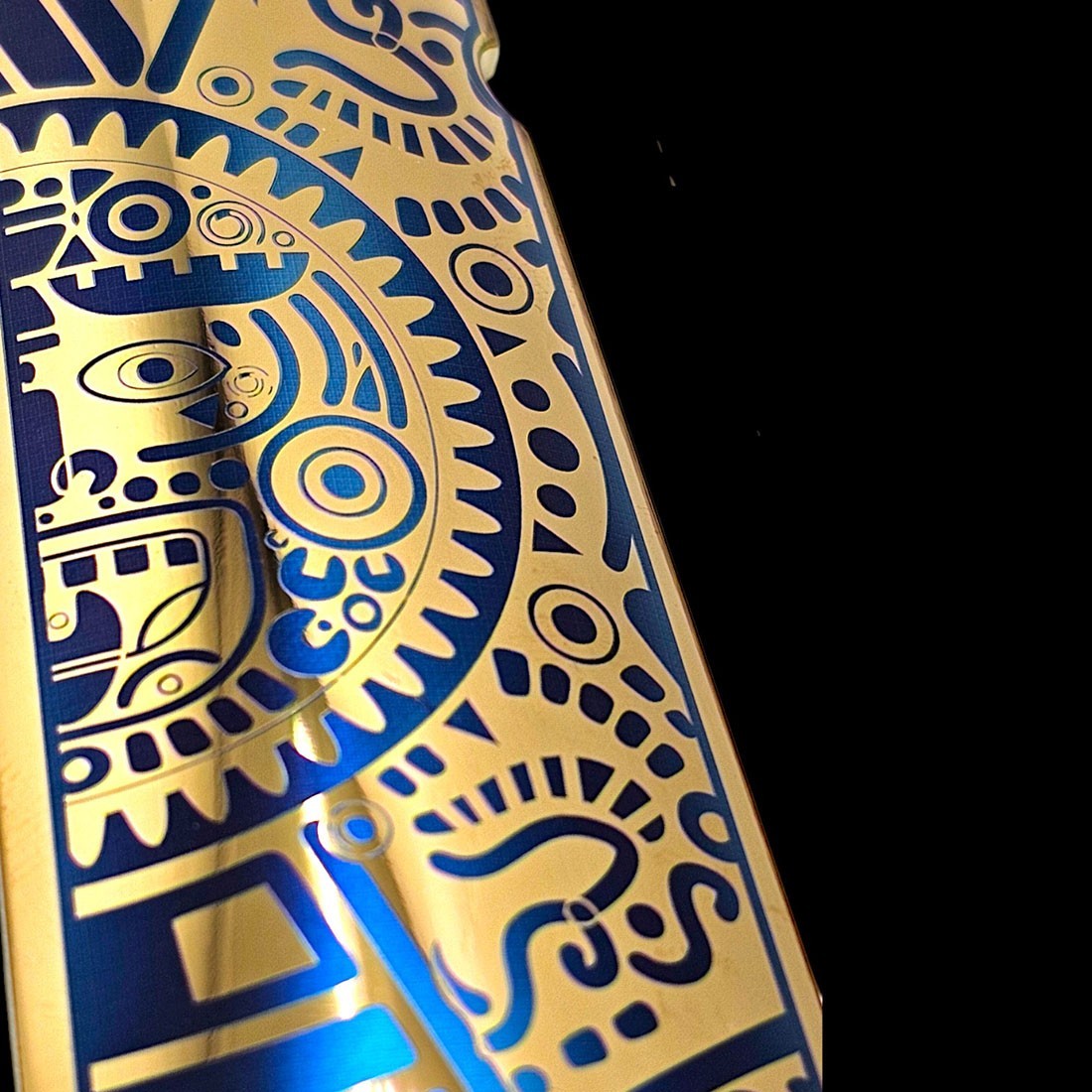 24K Gold Plated 1911 Pistol Grips - Full Size - Mayan Aztec Design, Ambi Cut