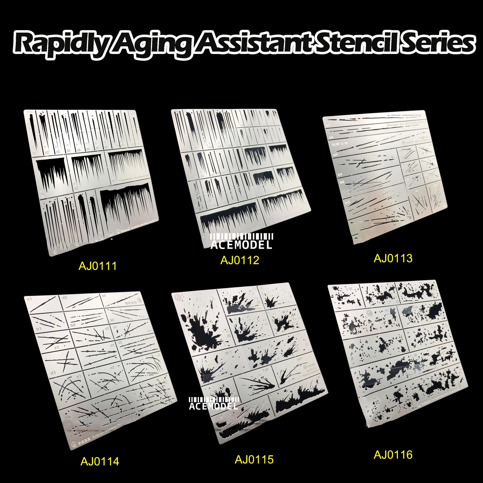 Heavy Tank/Chariot Streaking Wet/Damage/Splashes Mud Effects Stencil Templates