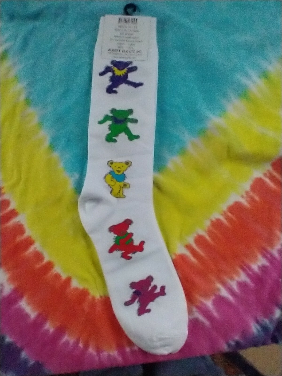 Grateful Dead Men's Dancing Bear White Socks