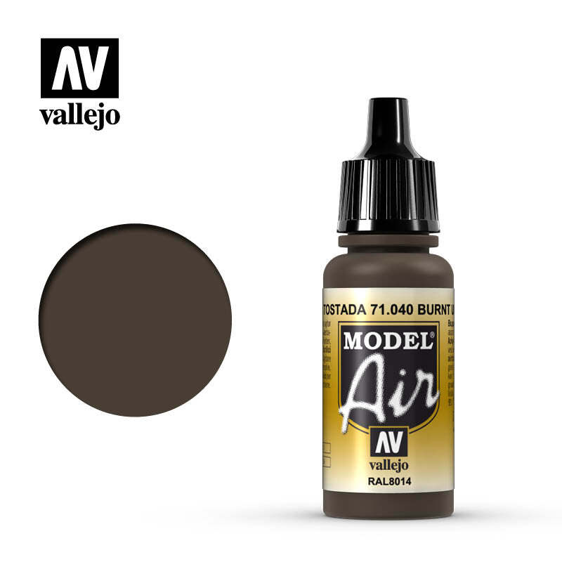 Vallejo 71040 Model Air Burnt Umber Acrylic Paint 17ml - US
