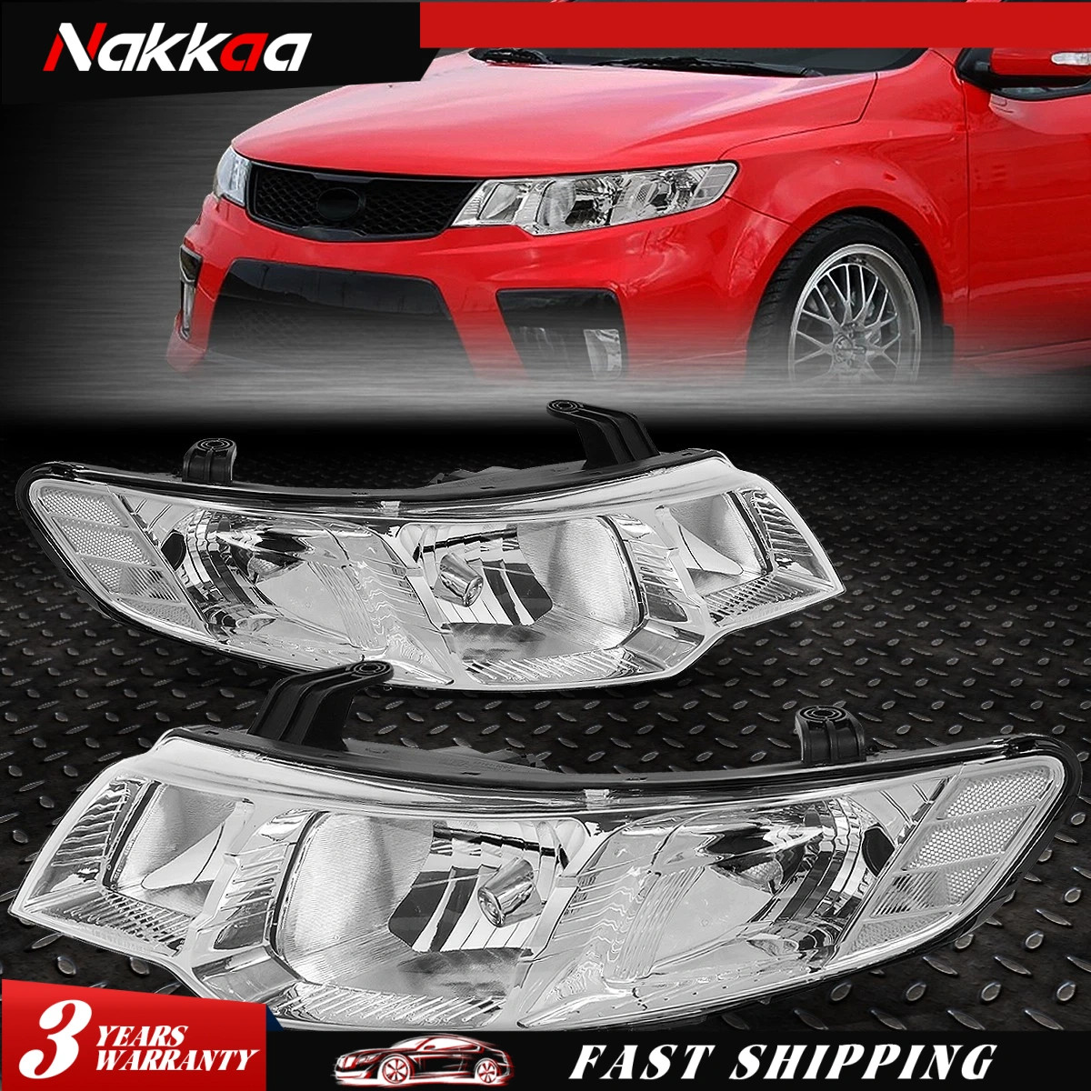FOR 10-13 FORTE KOUP CHROME HOUSING CRYSTAL LENS HEADLIGHT REPLACEMENT HEAD LAMP