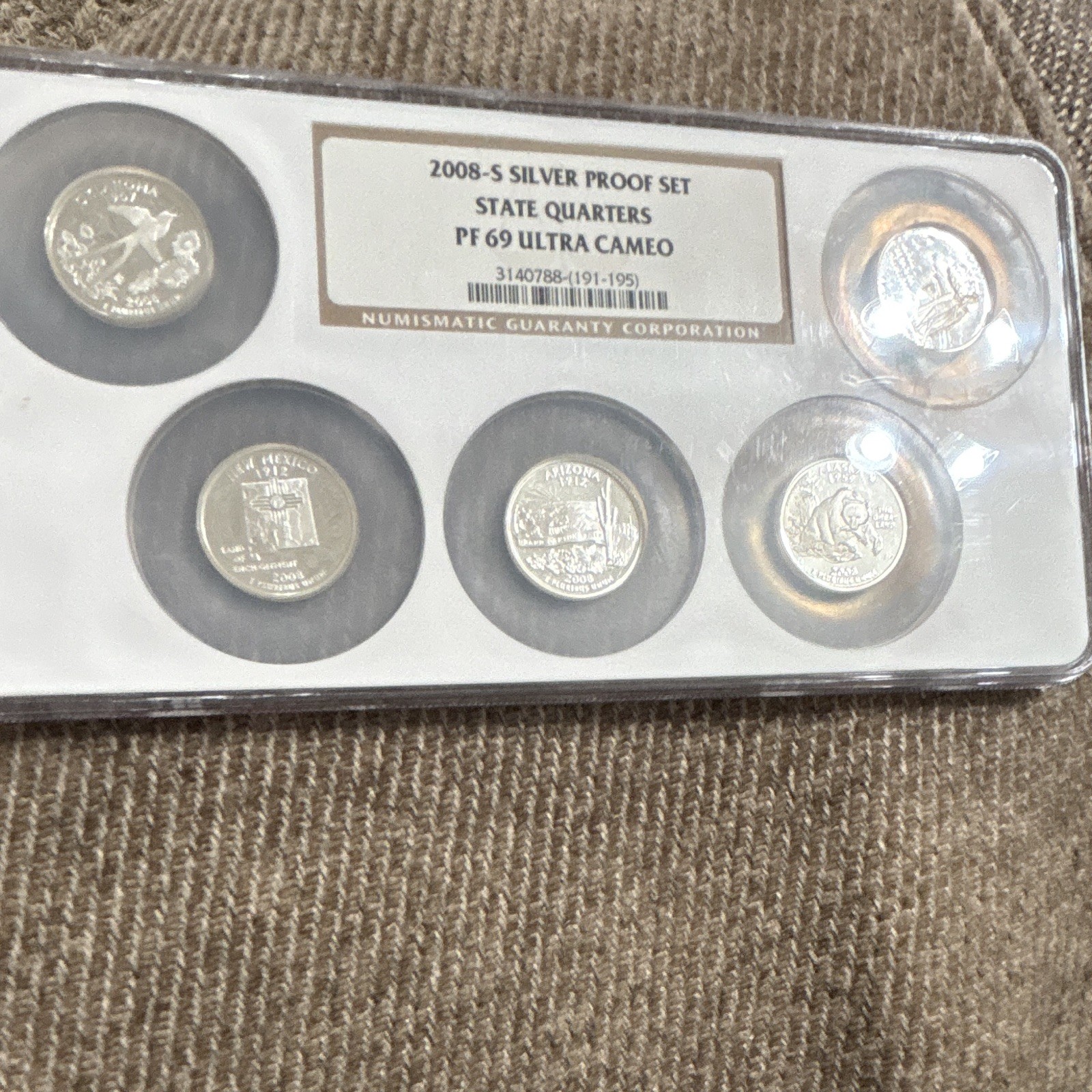 NGC 2008-S Silver Proof State Quarters 25C PF69 Ultra Cameo Set