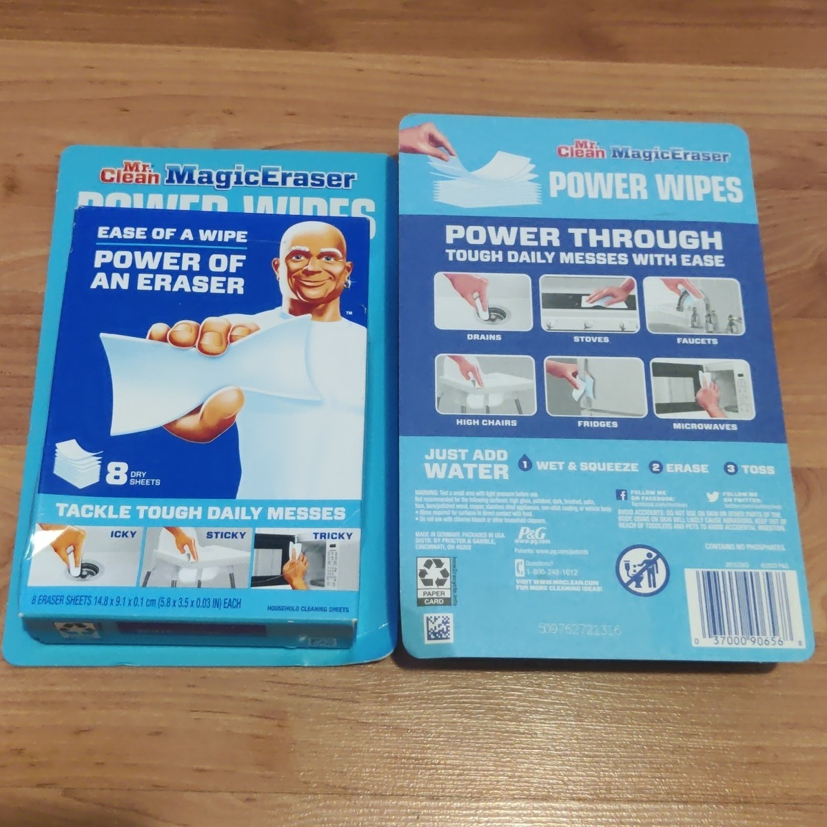 Mr. Clean Magic Eraser Power Wipes Thin Dry Sheets 8 Counts x 2 Boxes 16 Total
