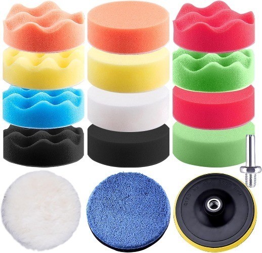 16 Pieces Buffing Pads 3 Inch Car Polishing Pad Kit Foam Polish P Size: 3 Inch