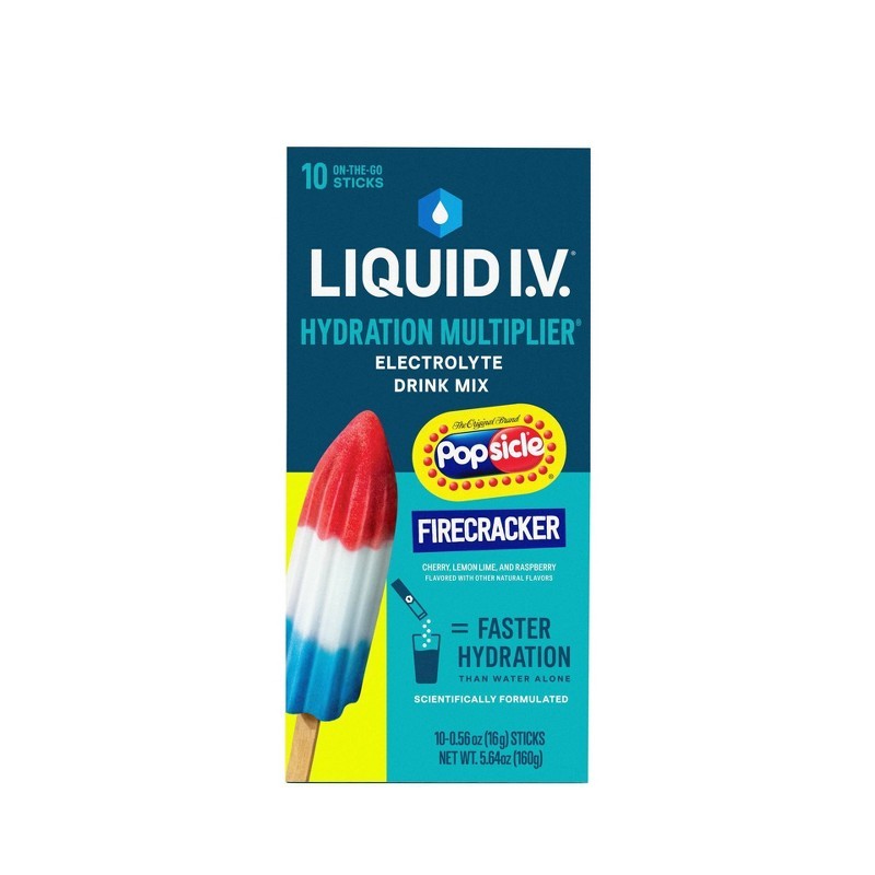 Liquid I.V. Hydration Multiplier Electrolyte Powder, Popsicle Firecracker 10ct