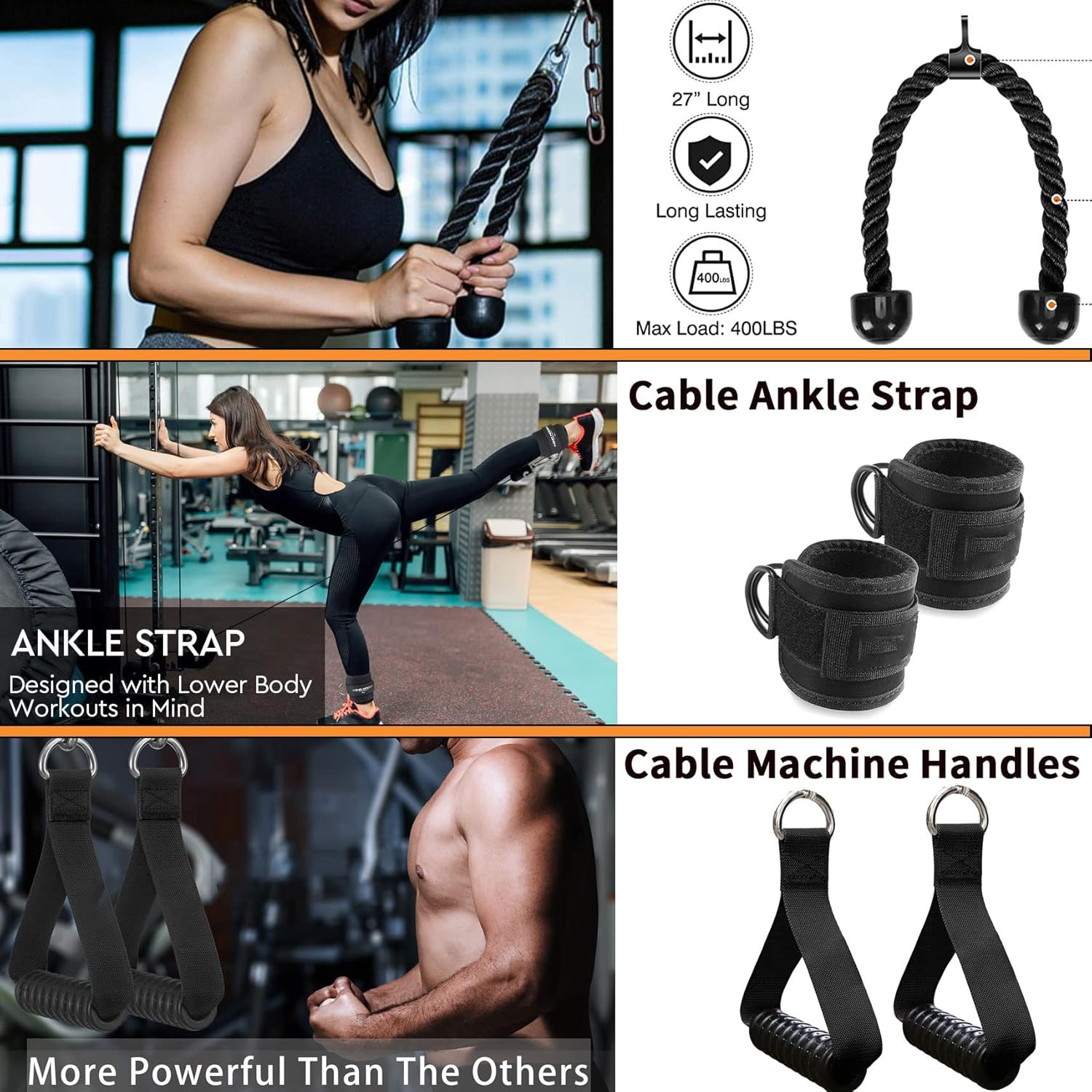 Solid Cable Machine Attachment, Cable Attachments for Gym, Gym Cable Attachments
