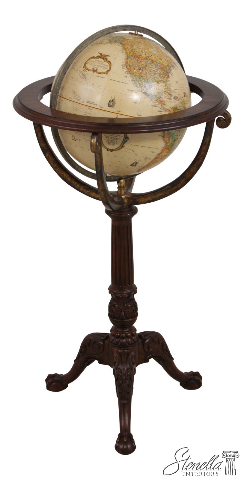 L72058: MAITLAND SMITH Replogle Globe On Mahogany Stand
