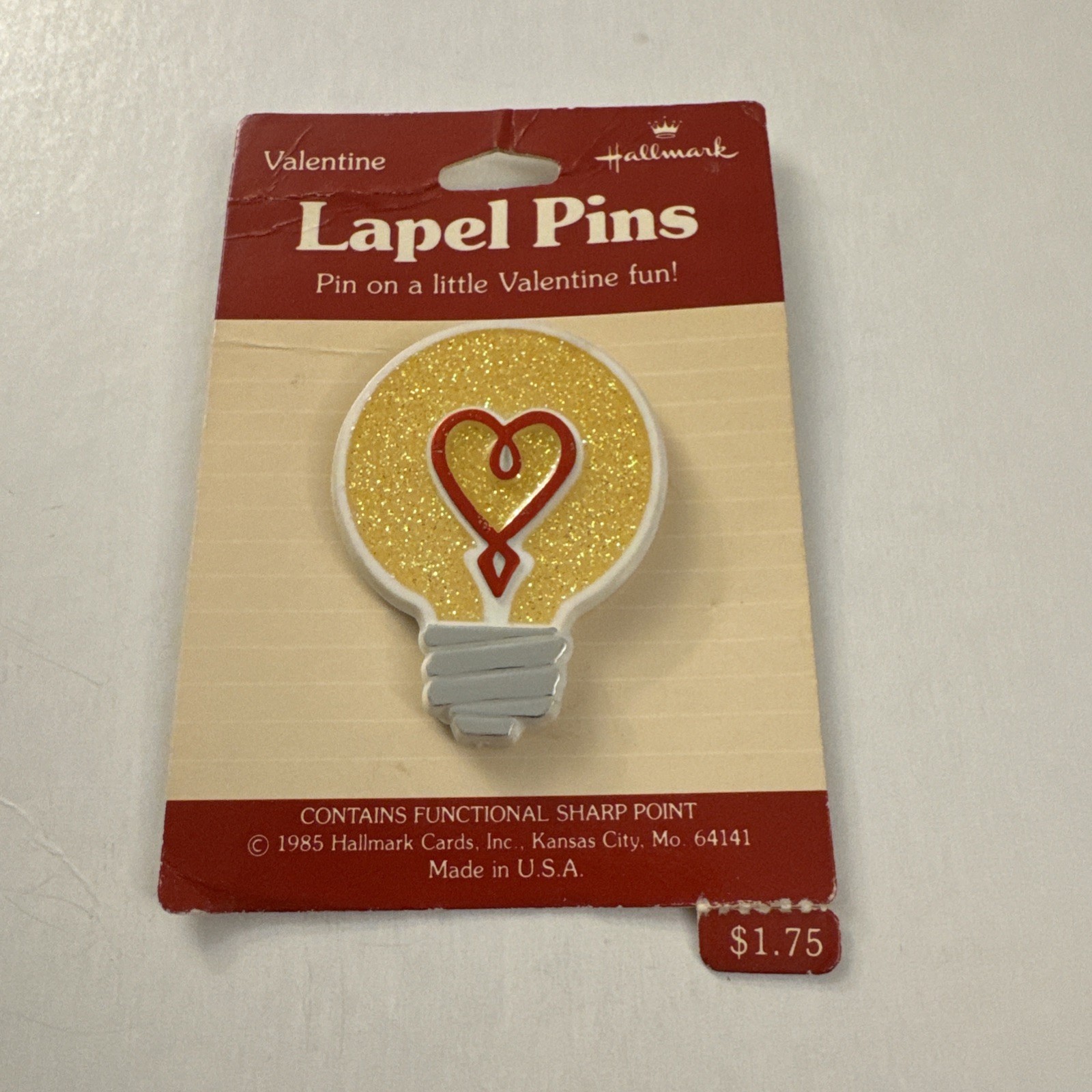 Valentine Lapel Pin Hallmark Light Of My Life Heart 1985 MM51
