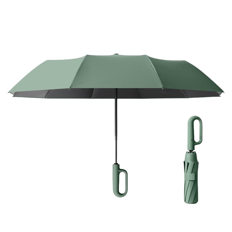 Travel Folding Golf Umbrella 10 Ribs Automatic 49 inch, Dark green