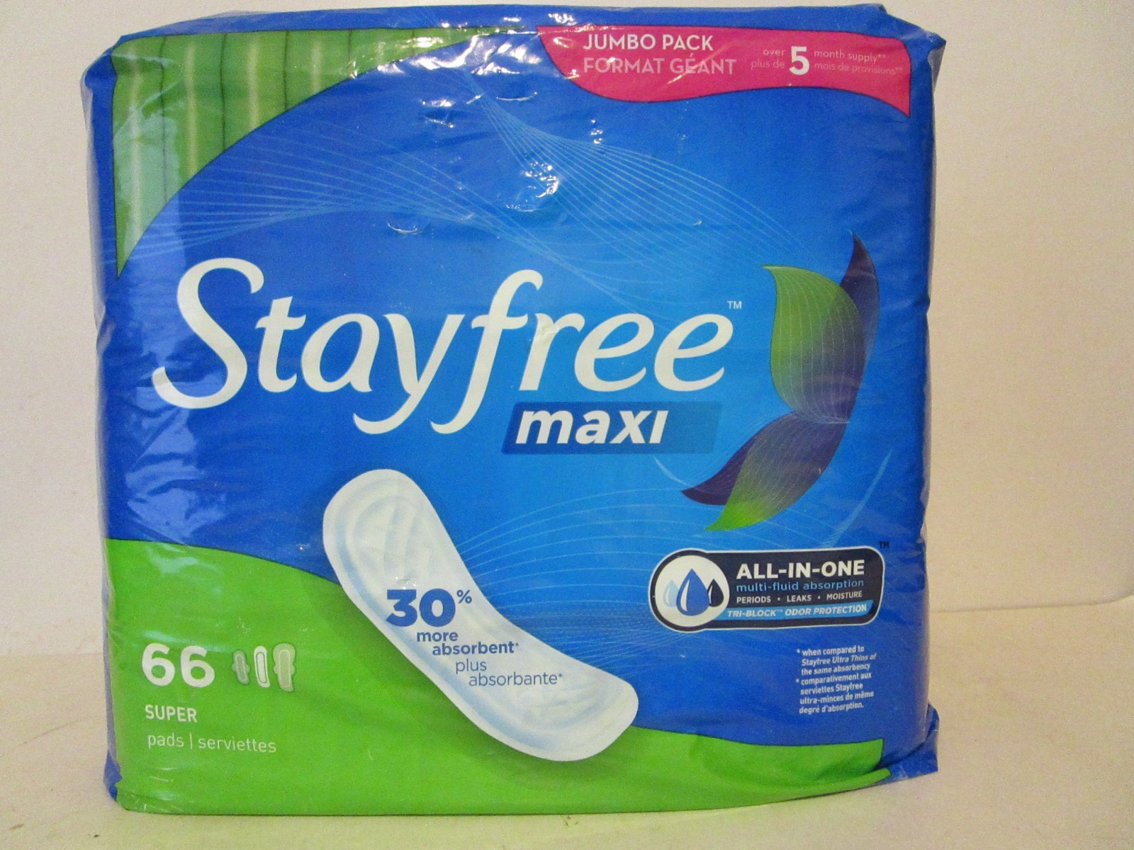 Stayfree Maxi Pads Unscented Without Wings Super 66 CT