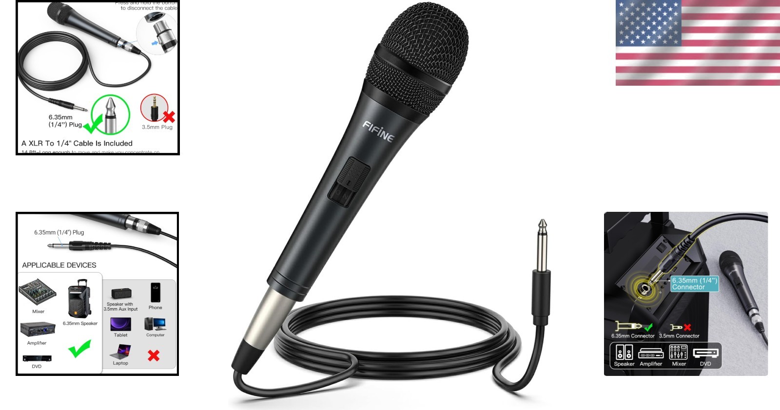 Versatile Dynamic Handheld Mic with Long 14.8ft Cable for Events & Performances