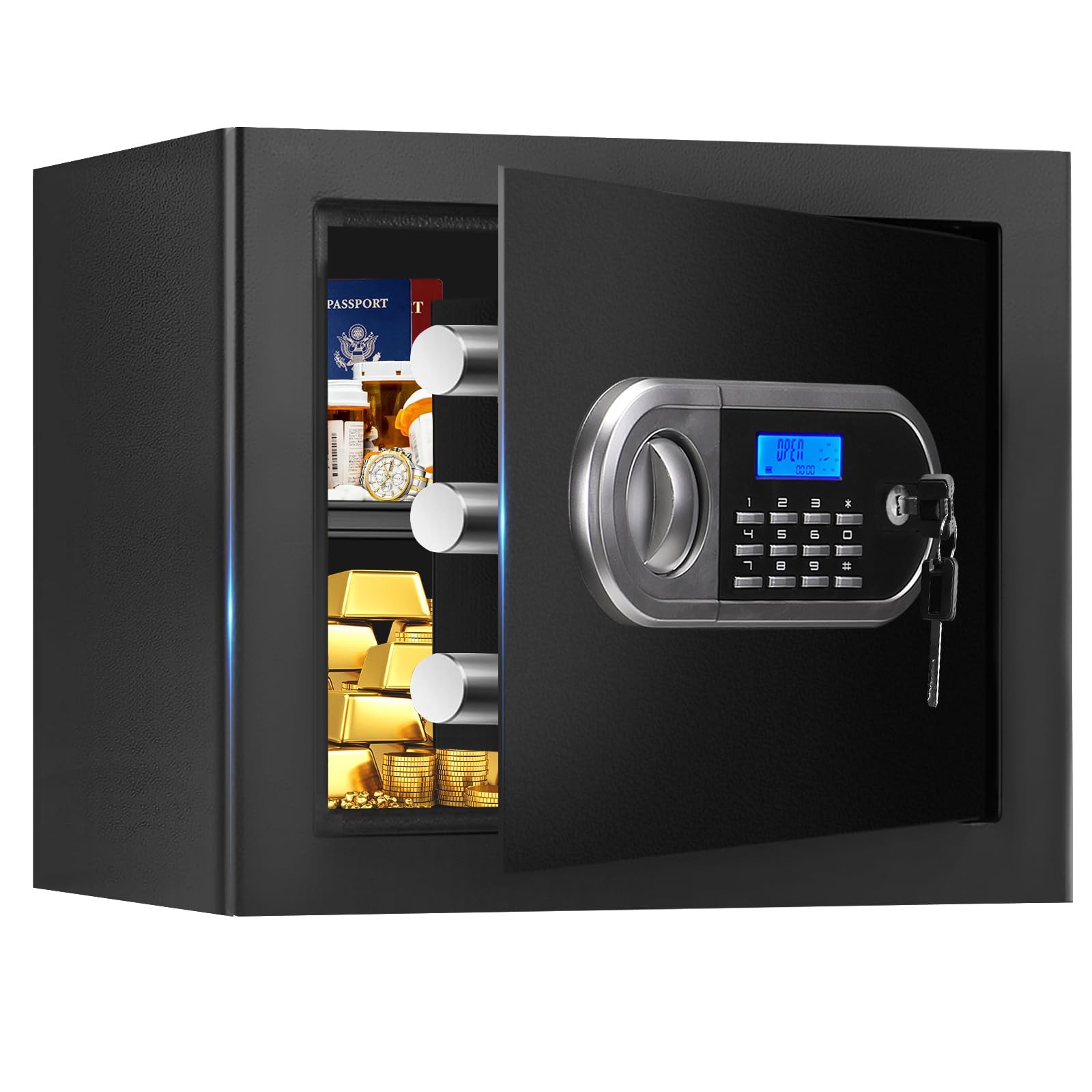 1.3 Cuft Fireproof Safe Home Document Security Digital Lock Waterproof Steel Box
