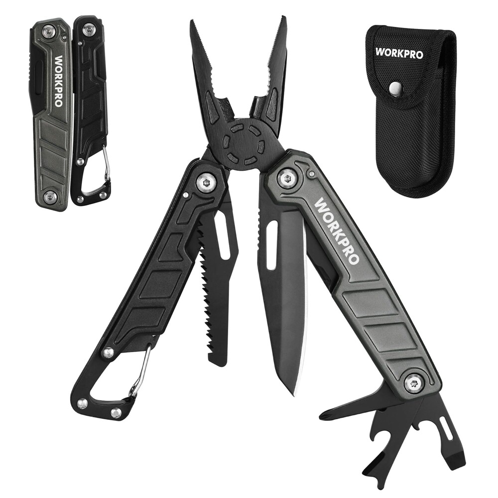 WORKPRO Multitool-11 in 1 Multitool Plier with Pocket Clip Sheath-EDC Multi Tool