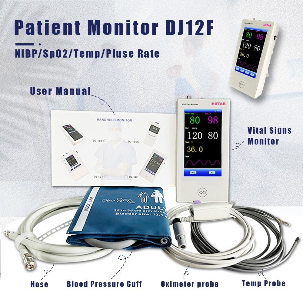 5" Patient Monitor Multi-Parameter SPO2 NIBP PR TEMP Portable Vital Sign