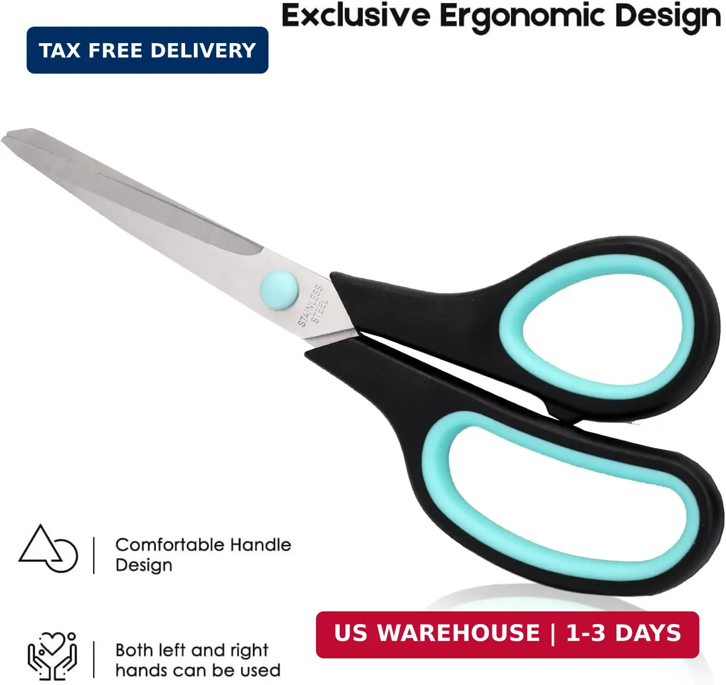 Assorted Size Scissors 4 Pc Set, Heavy Duty Stainless Steel Sharp Blades,Comfort