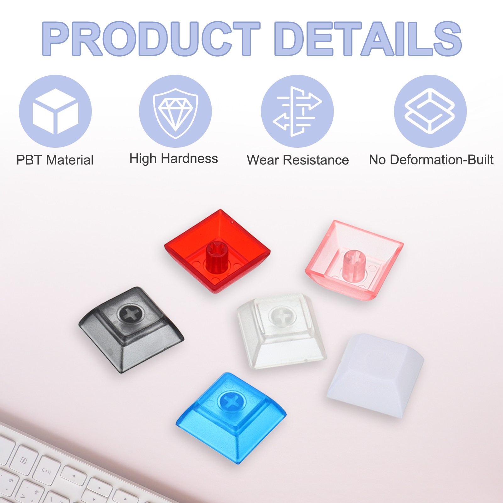 50 Pcs PBT Keycap Set DSA Mechanical Numeric Keypads, Translucent Black