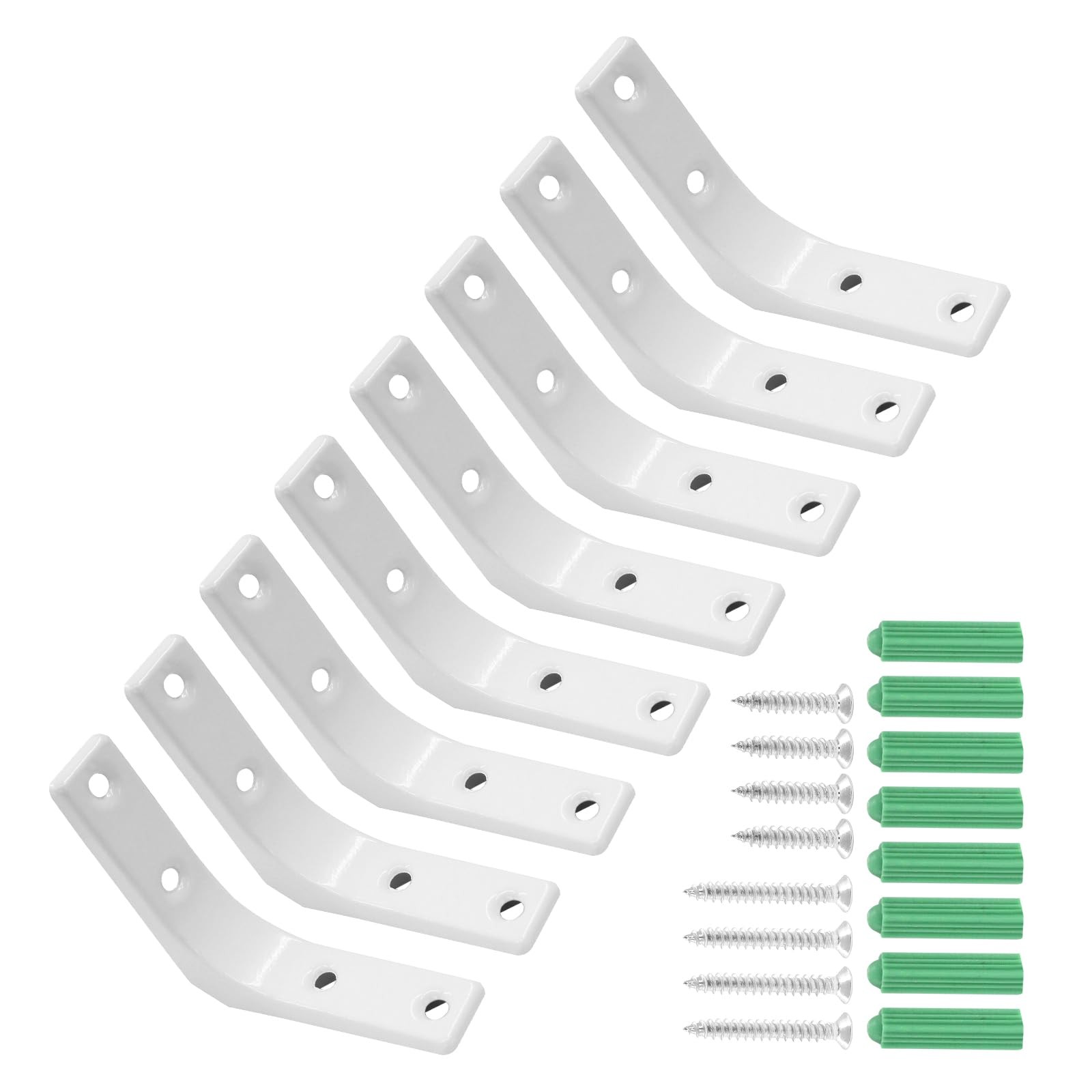 Jiozermi 8 Pcs Heavy Duty White L Brackets, 3 x 3 Inch Wall Shelf Bracket L W...