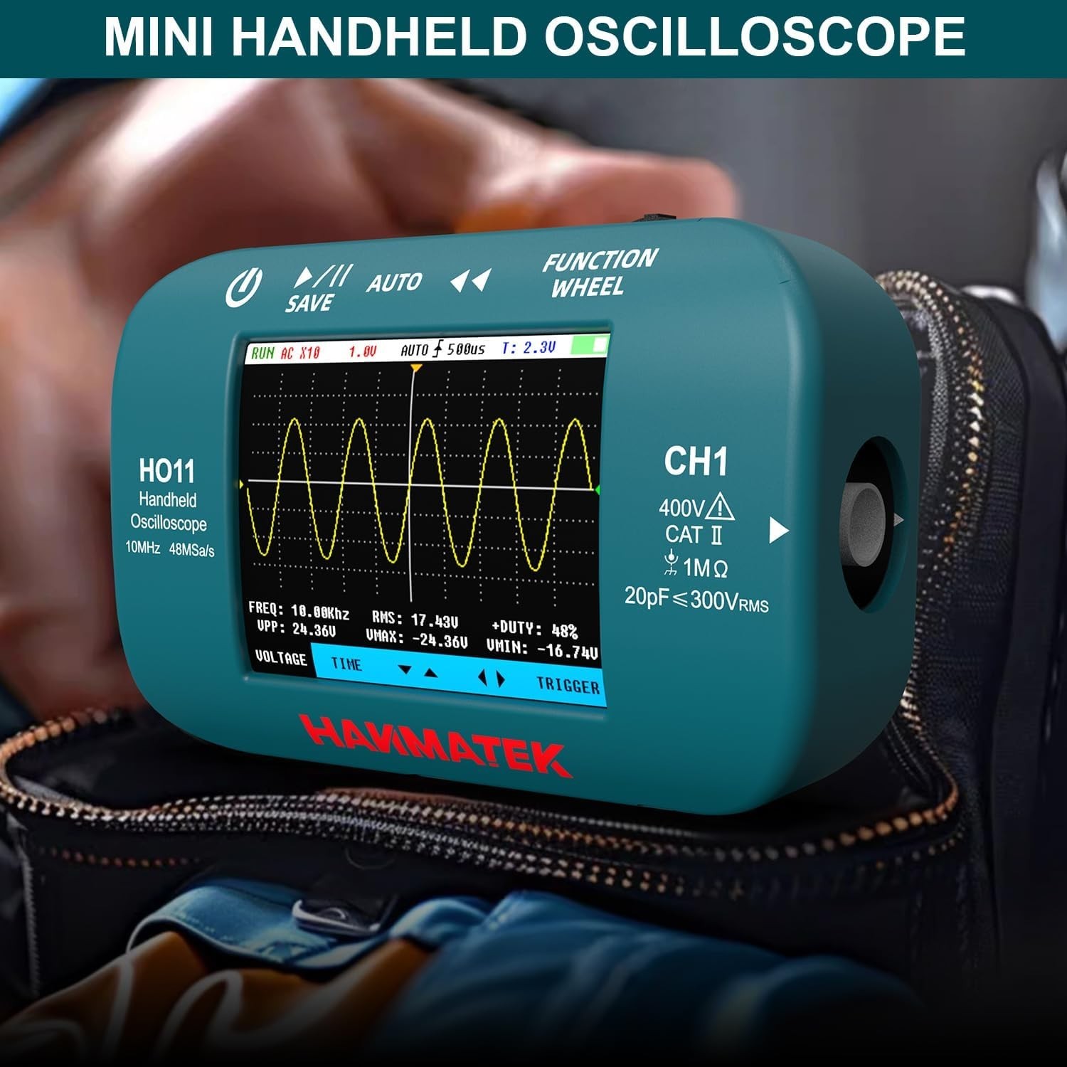 Handheld Digital Oscilloscope 10MHz Bandwidth 48MSa/s High-Precision Sampling