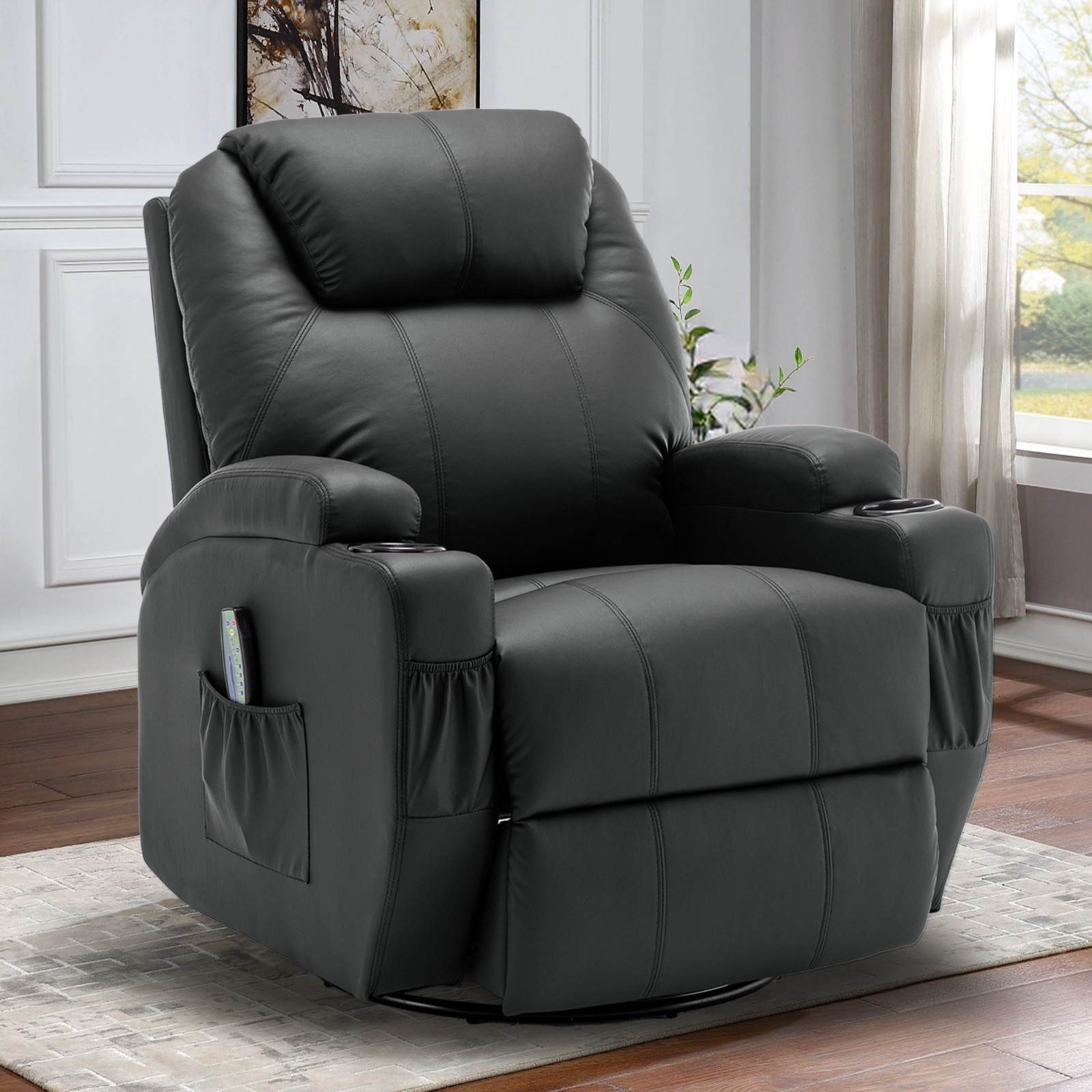 Korser Manual Swivel Rocker Recliner Chair with Massage &Heat for Living Room
