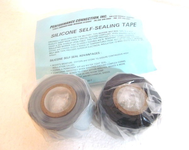 2 Ea. Silcone Self Sealing Tape 20 mil Thick w/ 1 roll Black/ 1 roll Gray.