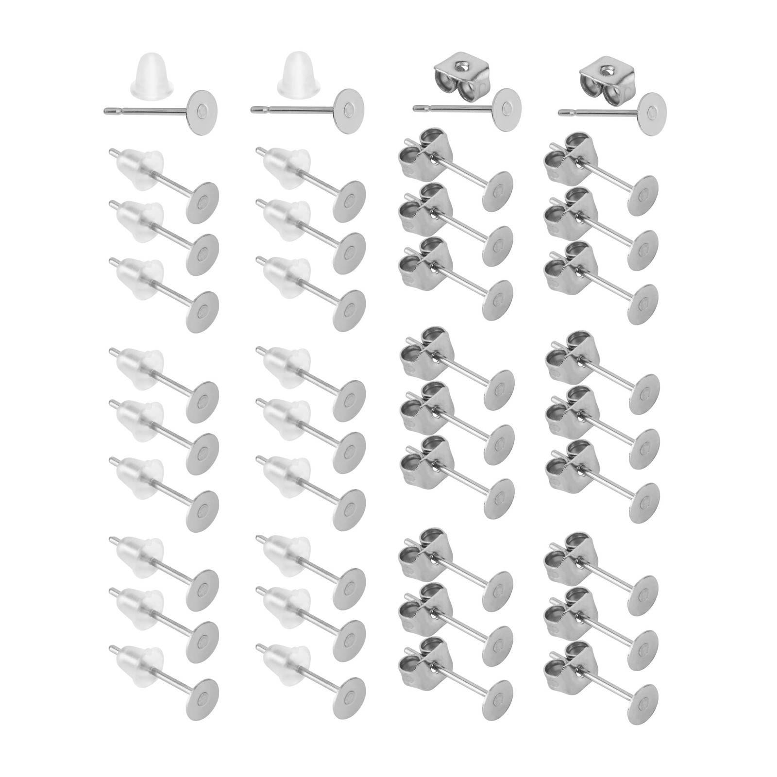 Mr. Pen- Earring Posts, 300 pcs, Silver, Studs for Small, Silver