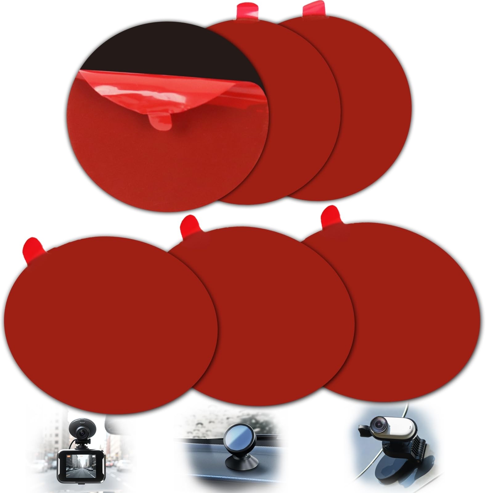Double Sided Adhesive 2.83 inches (diameter), thickness not specified, Red