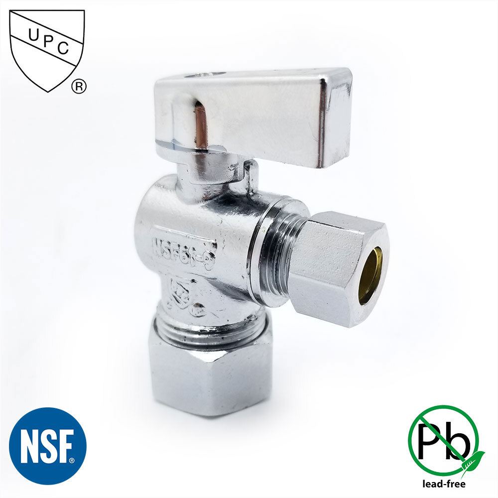 5/8 " Comp x 3/8 " Comp Quarter Turn Brass Angle Stop Valve (Lead Free) -4406463