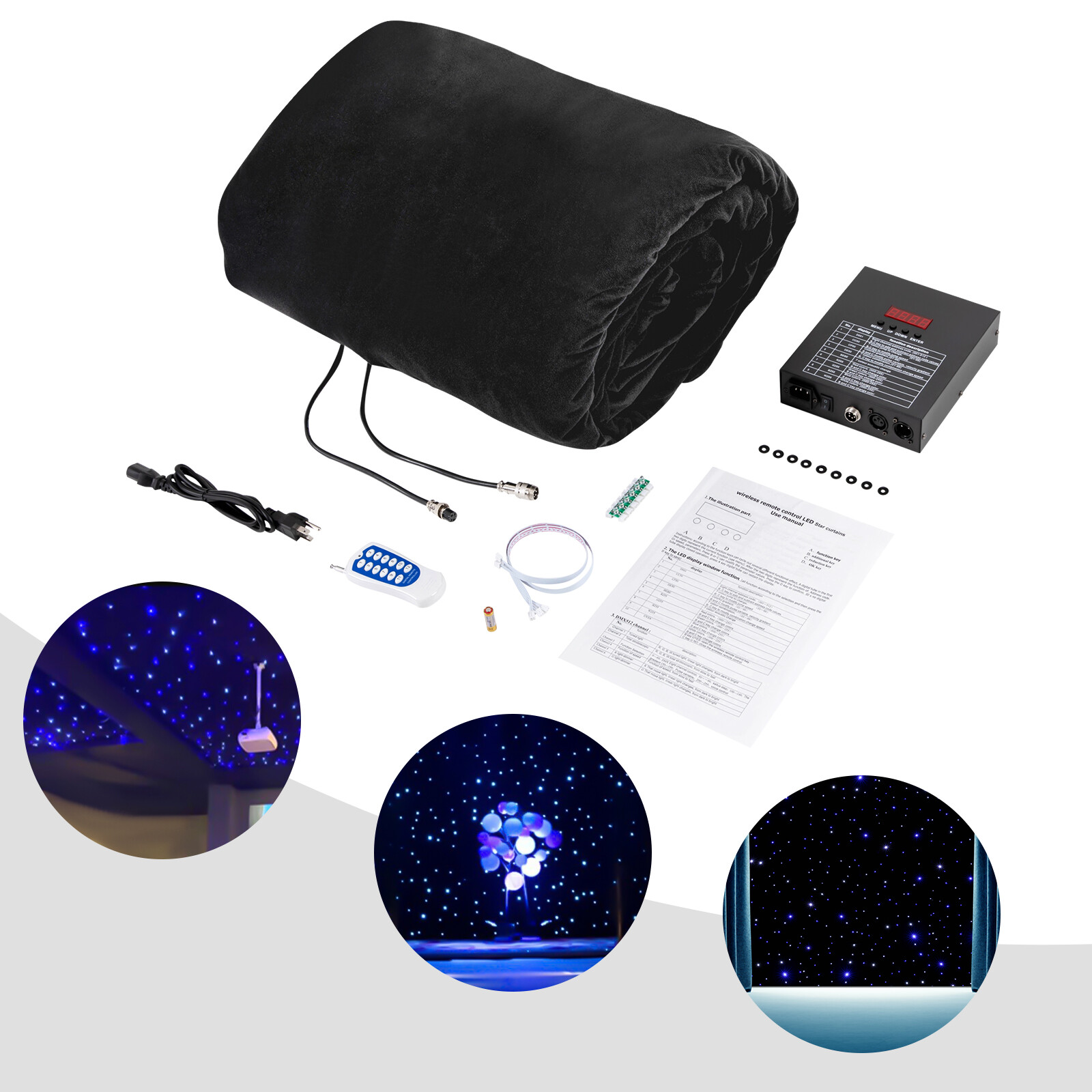 LED Star Light Curtain Backdrops w/DMX Control Stage Wedding Starry Sky Cloth