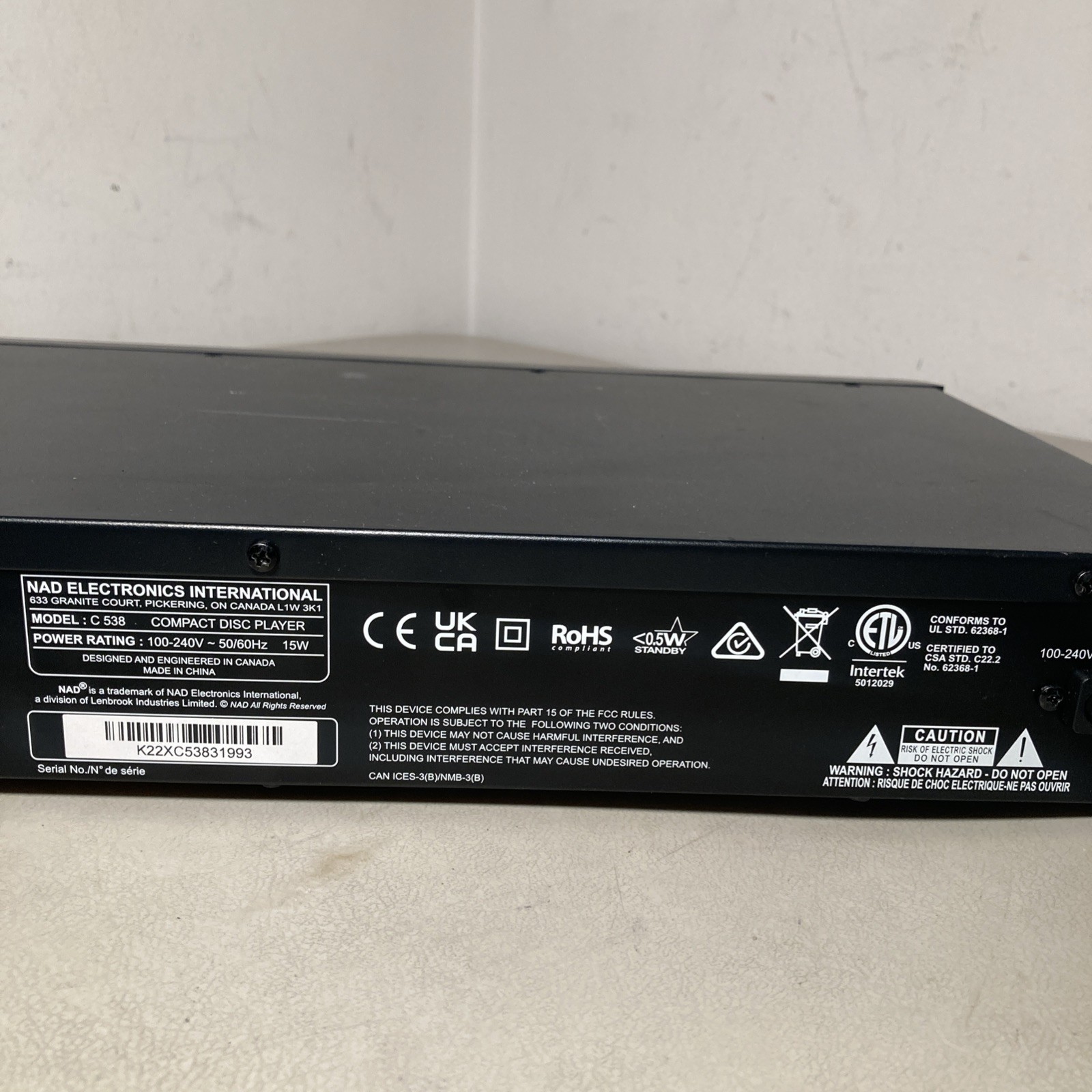 NAD C 538 : Single-Disc CD Player With Remote Tested & Working