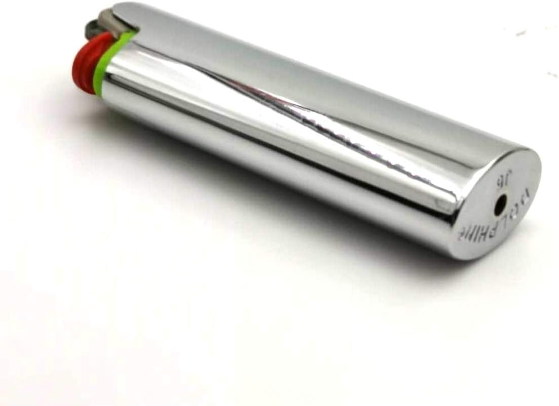 Metal Lighter Cover Case Pouch Holder Mirror Surface Silver Plain Color for BIC