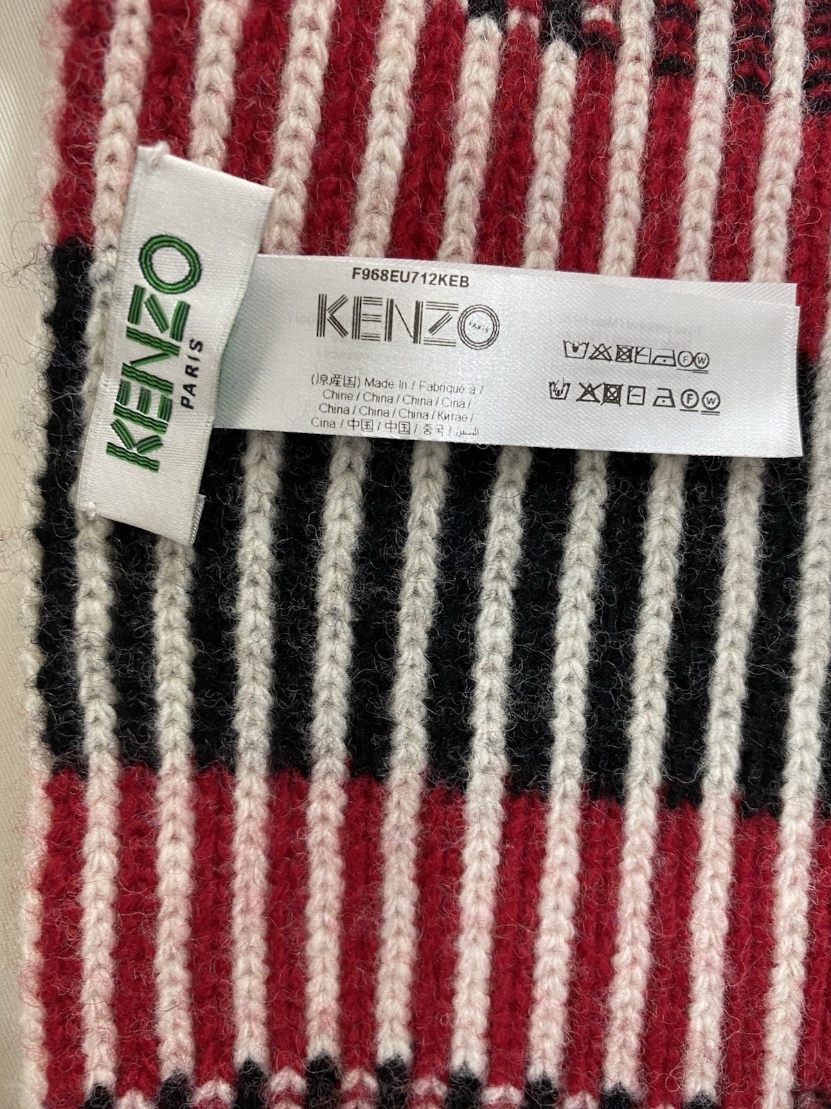 S29#kenzo Multicolor Rectangle Wool & Nylon Scarf Multicolore 92*13 Inch