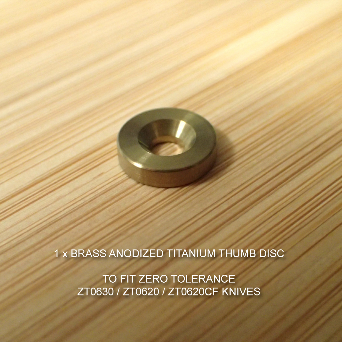 Zero Tolerance ZT0630 ZT0620 Knife Custom Titanium Thumb Disc Washer LBS - BRASS