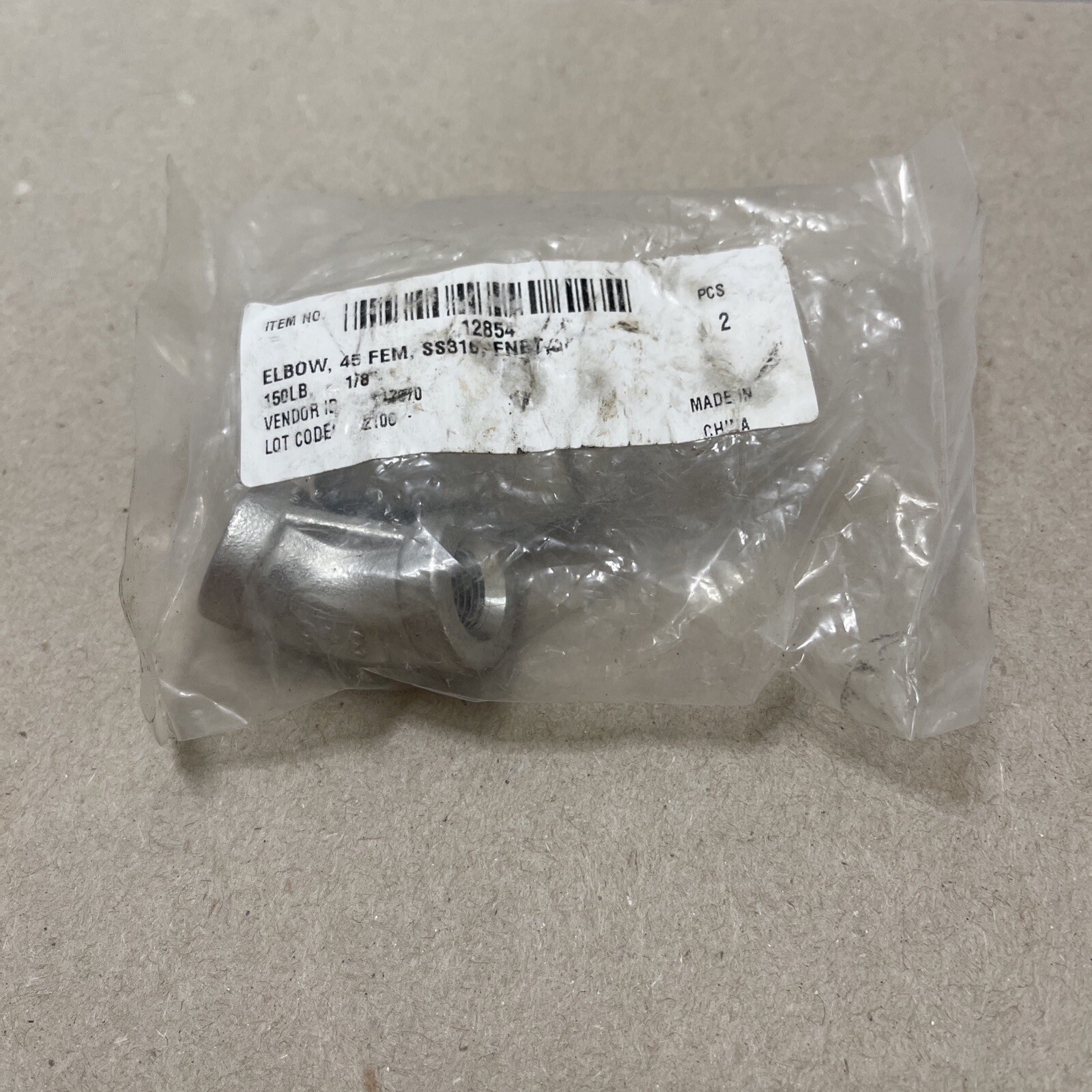 LOT OF 2 PARKER  Elbow, 90 Degree, SS316