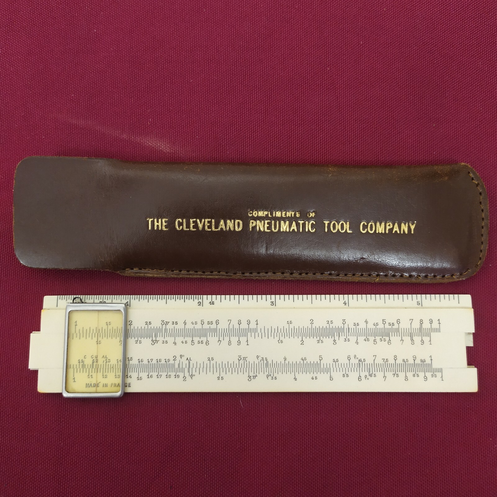 Vintage Slide Rule Cleveland Pneumatic Tool Company Made in France