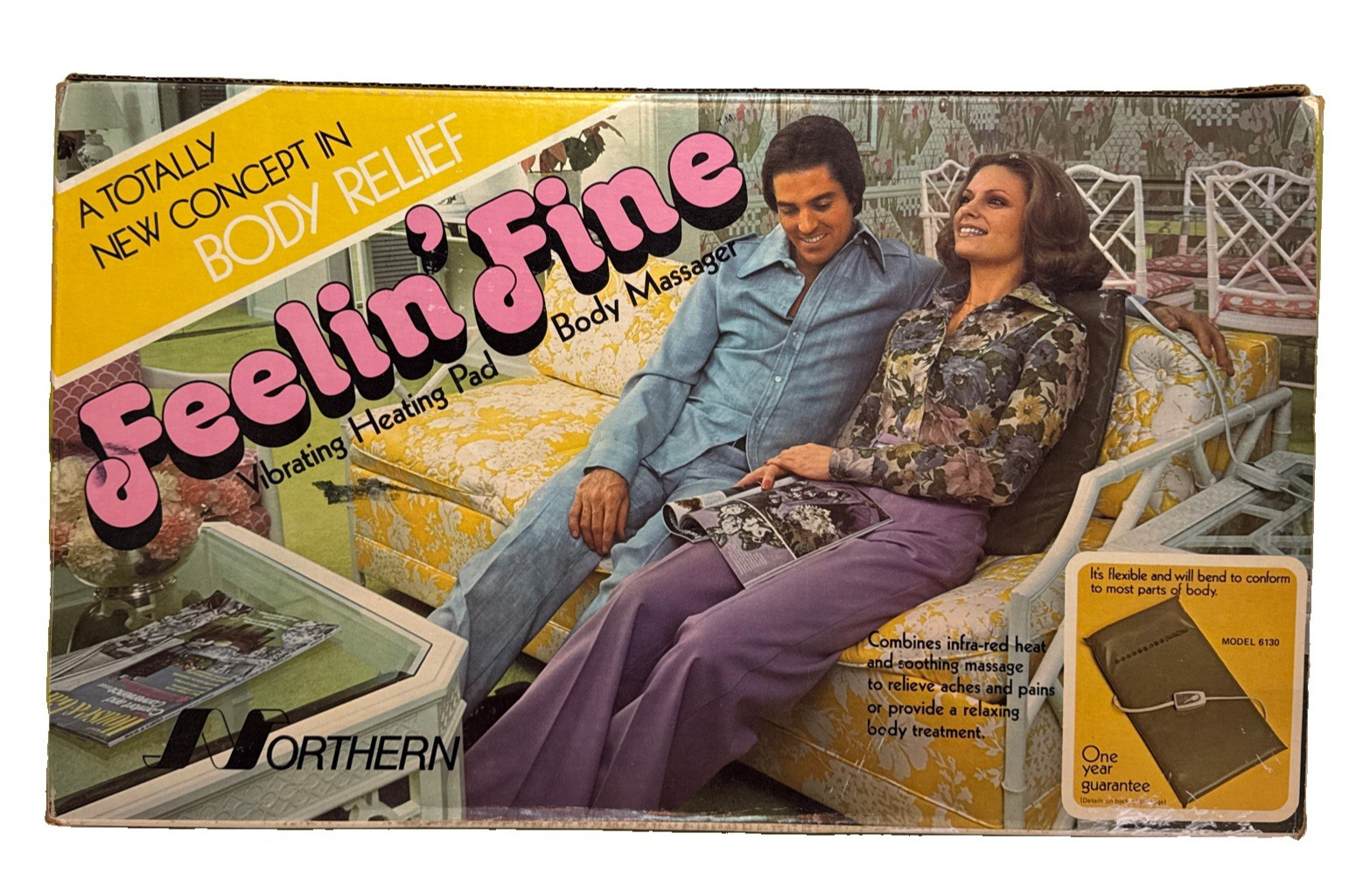 Vintage 1970’s Feelin Fine Vibrating Heating Pad Body Massager Original Box