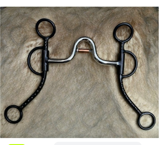 Western Horse Bit High Port Shank with Copper Roller | Black Steel Curb Bit