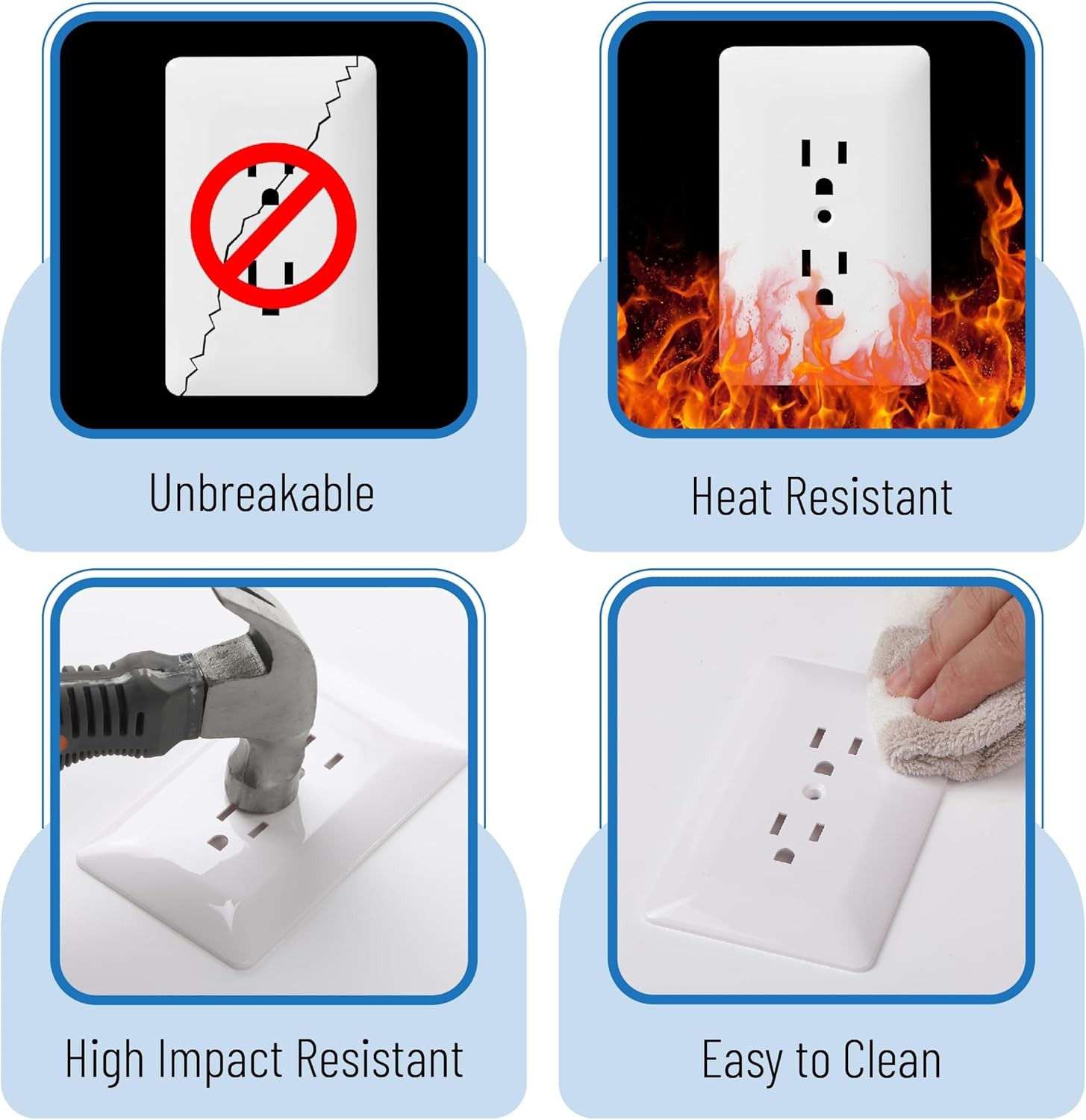 Bates- Duplex Wall Plate 5 Pack White Outlet Covers Wall Plate