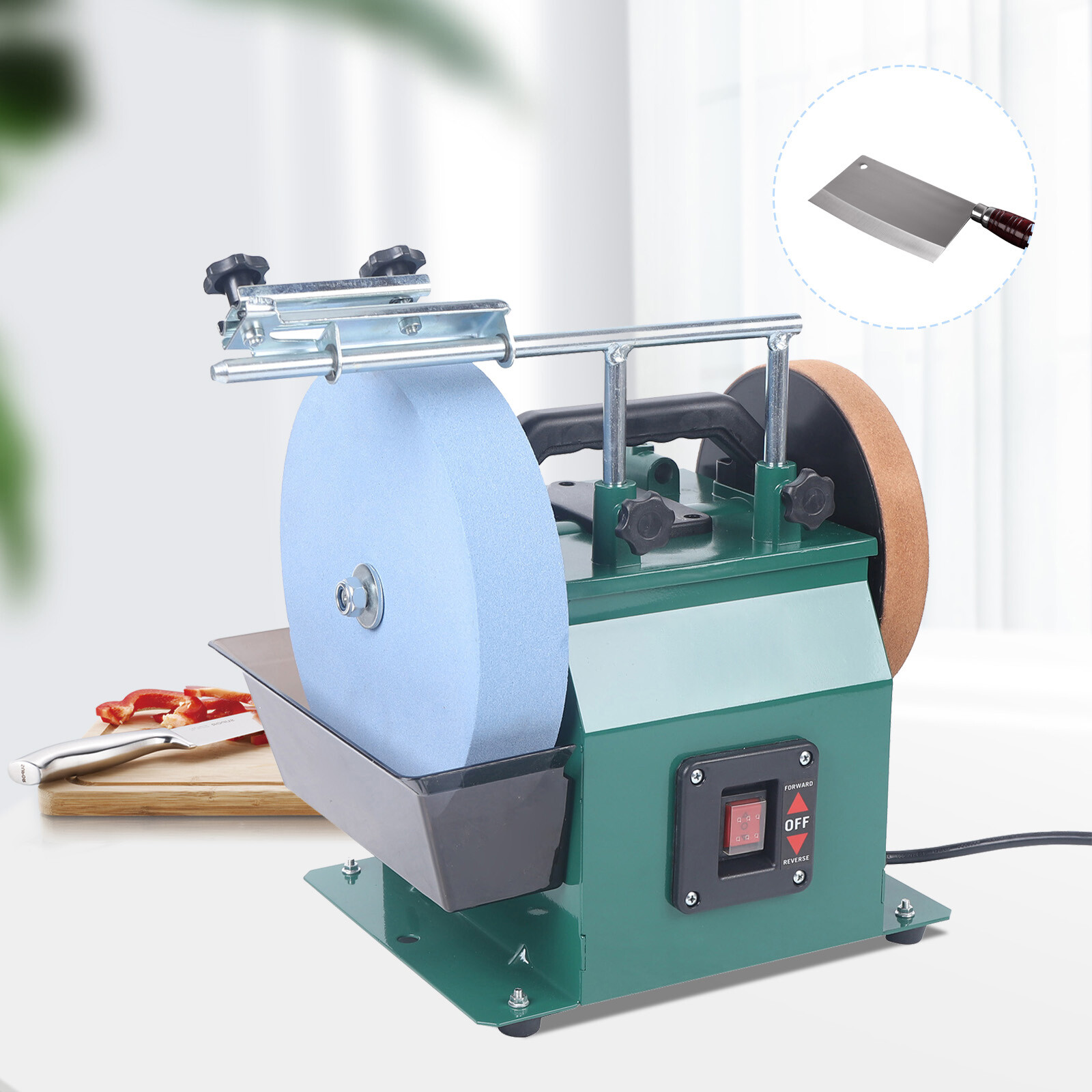 Electric Knife Sharpener Water-cooled Grinding Machine W/10" Sharpening Stone
