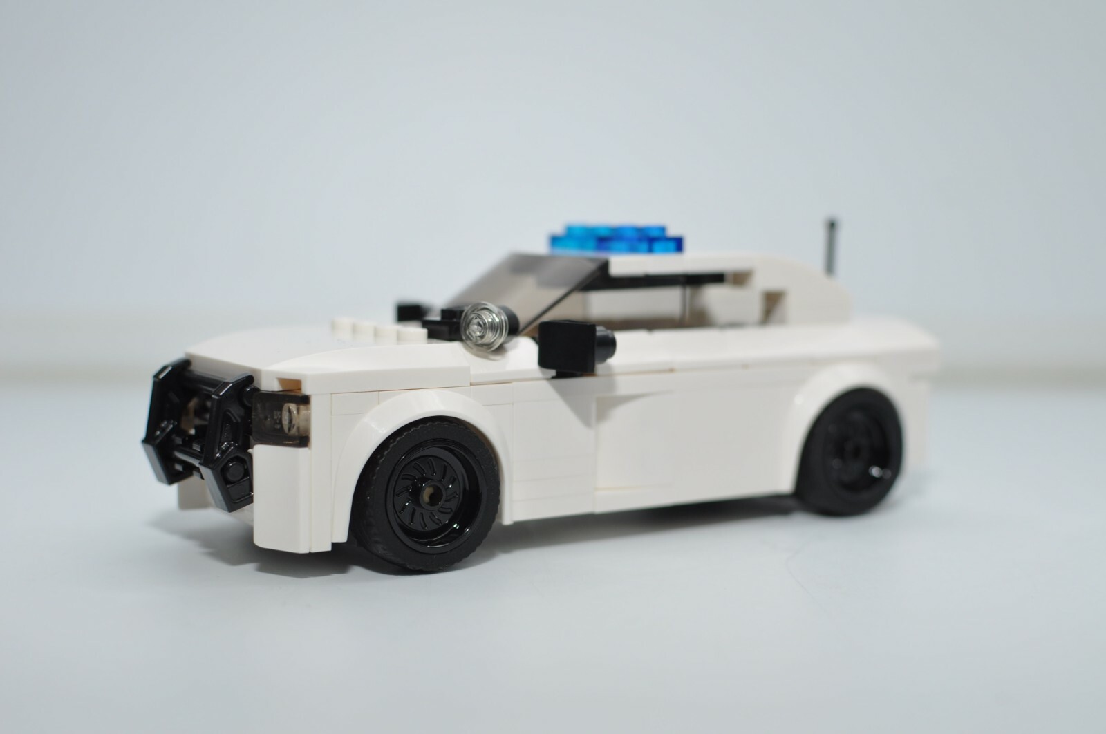 Police Car Cop Charger White Custom Model Built and compatible with LEGO® Bricks
