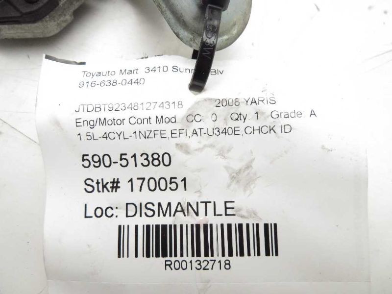 2008 TOYOTA YARIS 1.5L FWD AT ENGINE ELECTRONIC CONTROL MODULE