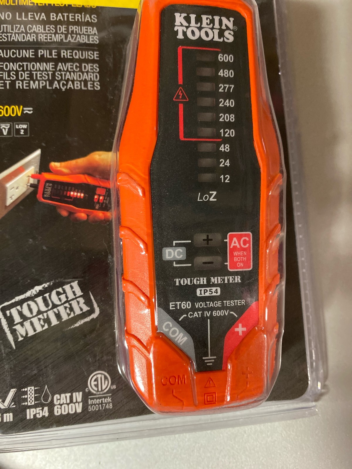 Klein Tools ET60 Voltage Tester, AC/DC & Low Voltage, No Batteries