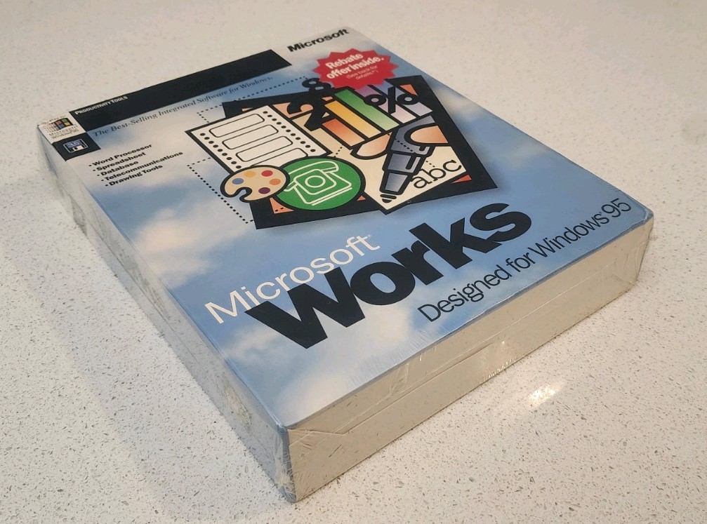 **NEW SEALED* *Microsoft Works Windows 95 - Original Vintage Software