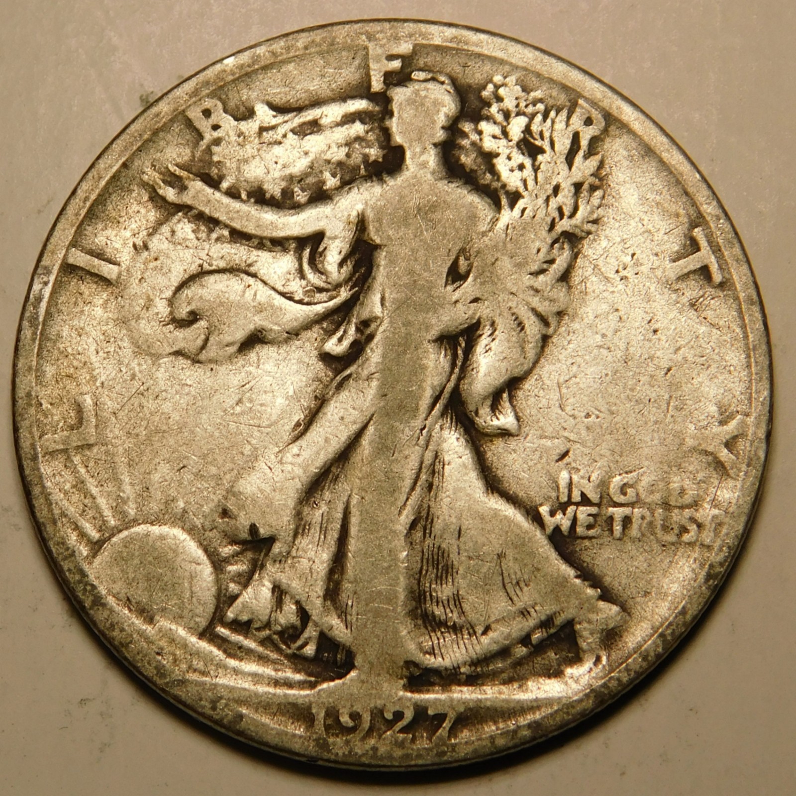 1927 S Walking Liberty Half Dollar 90% Silver   "As Pictured-Not Cleaned"