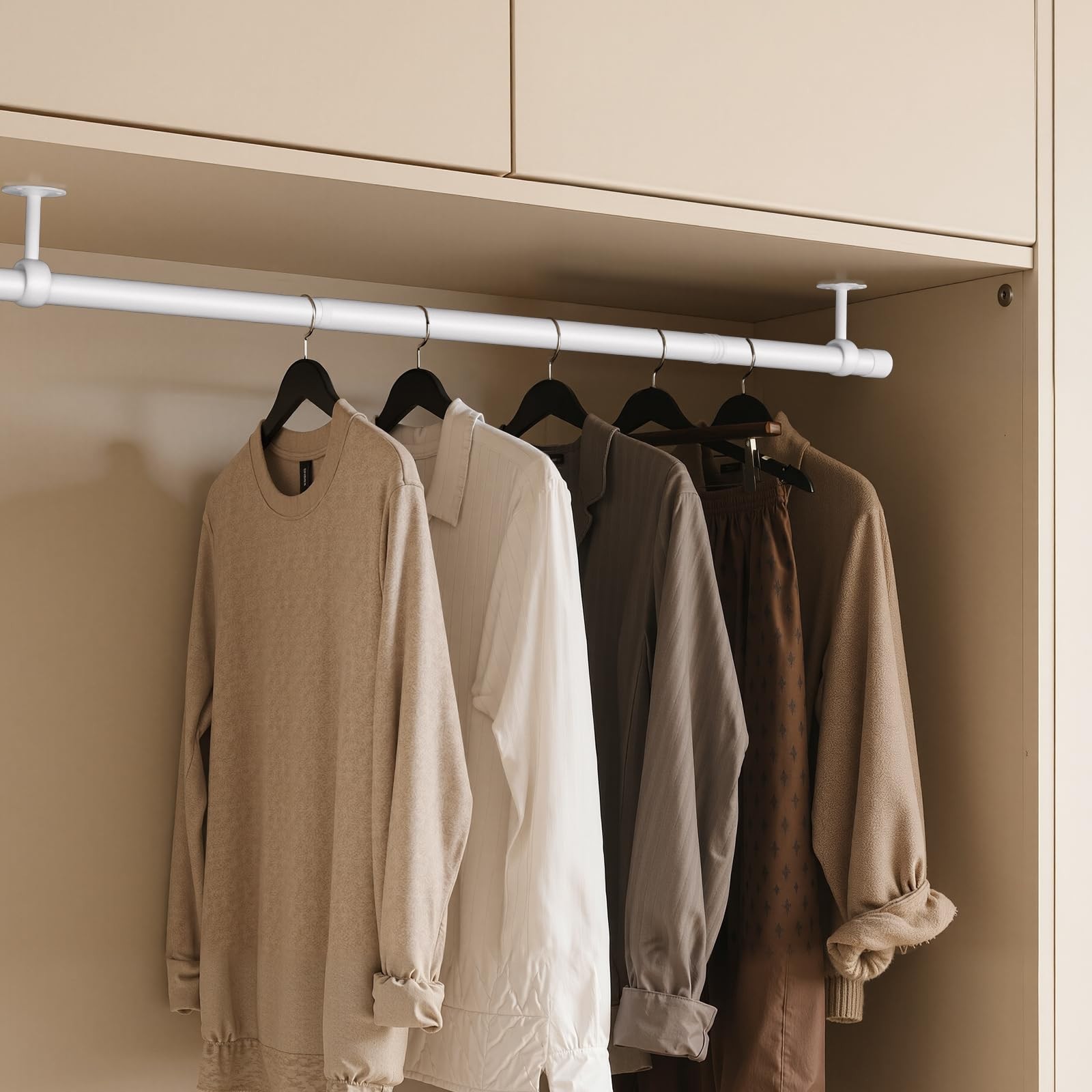 Closet Rod, Closet Rods for Hanging Clothes, 17 to 52 inch Adjustable Ceiling...