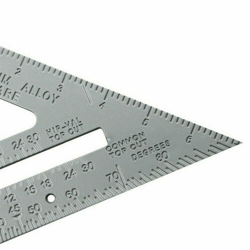 Steel Imperial Speed Square Triangle Angle Protractor Woodworker Ruler Tool 7In