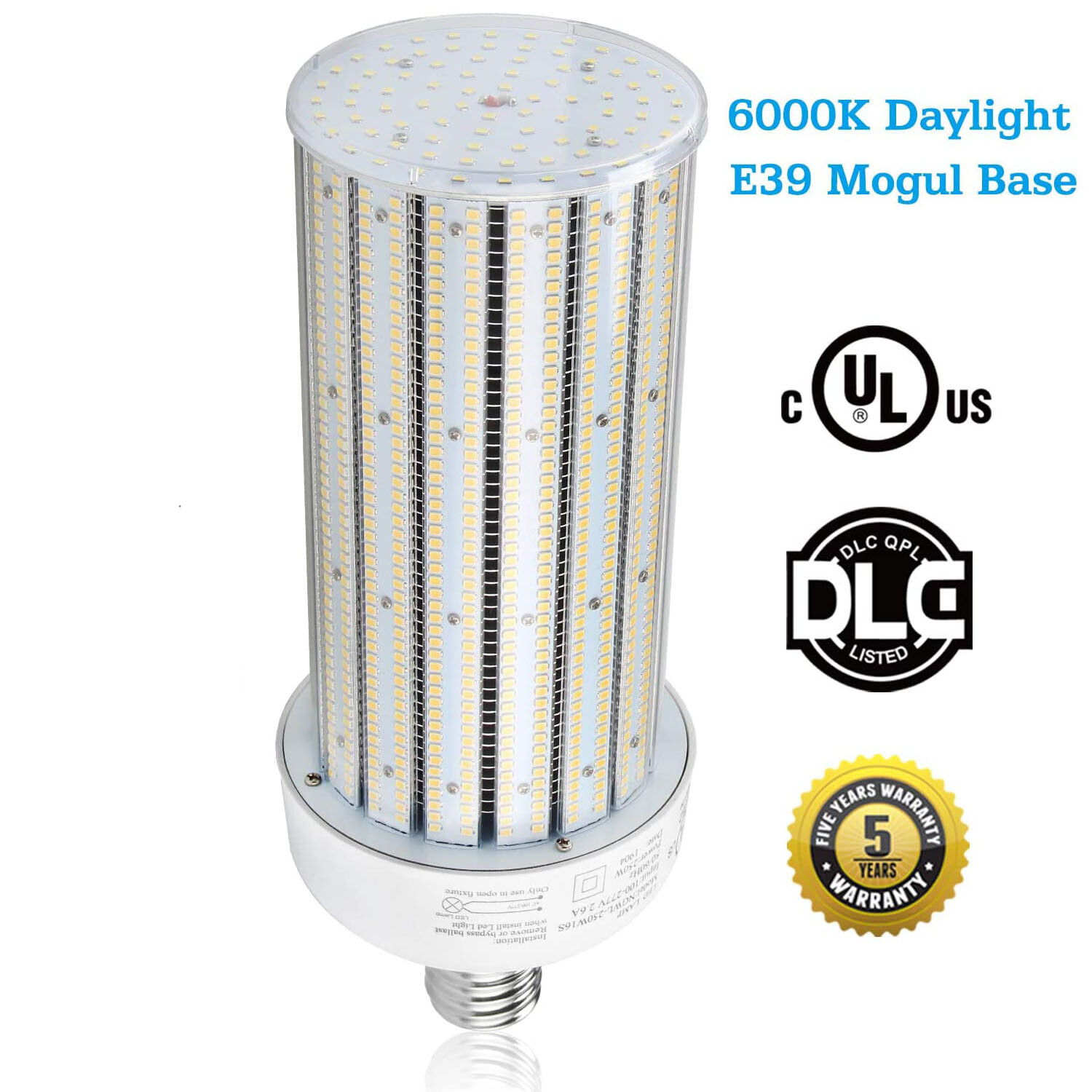 LED Corn Cob Light 250 Watt 36000LM 1000W Metal Halide E39 Mogul Base 5000K Bulb