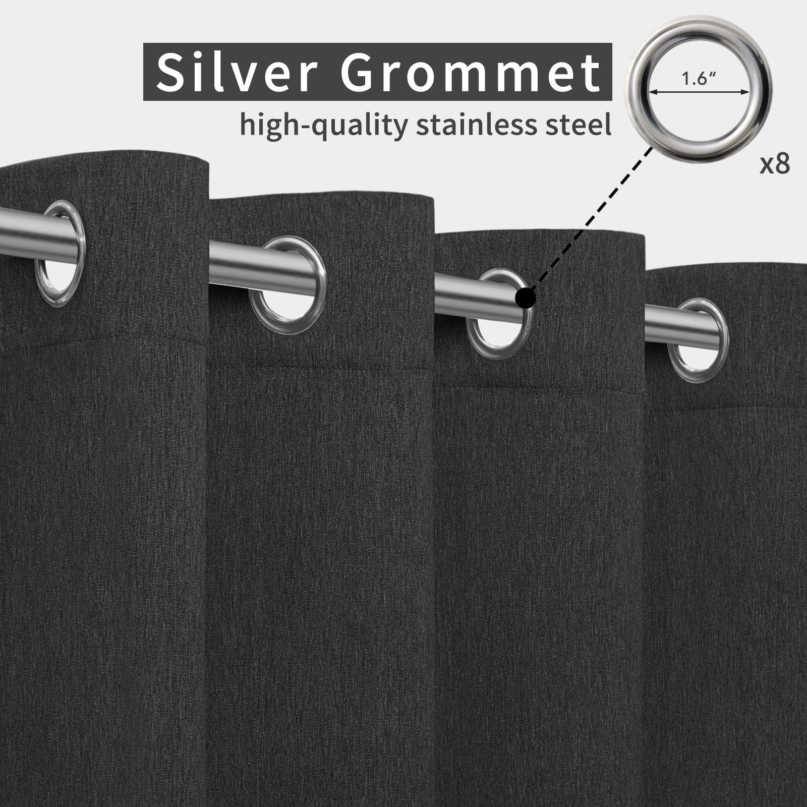 Easy-Going Linen Look Outdoor Curtains Waterproof Windproof Porch Curtains, Soft
