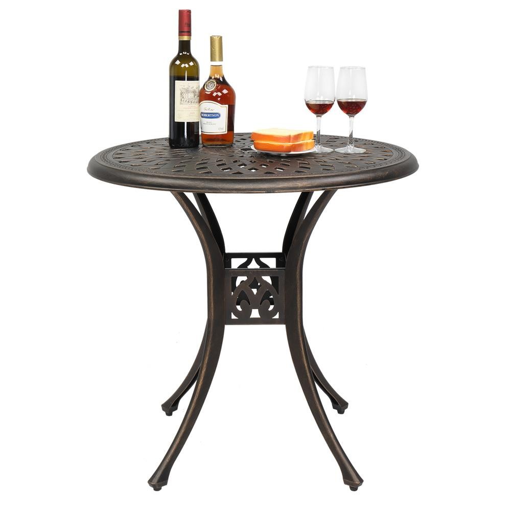 31"Round Cast Aluminum Outdoor Dining Table Garden Patio Furniture Black
