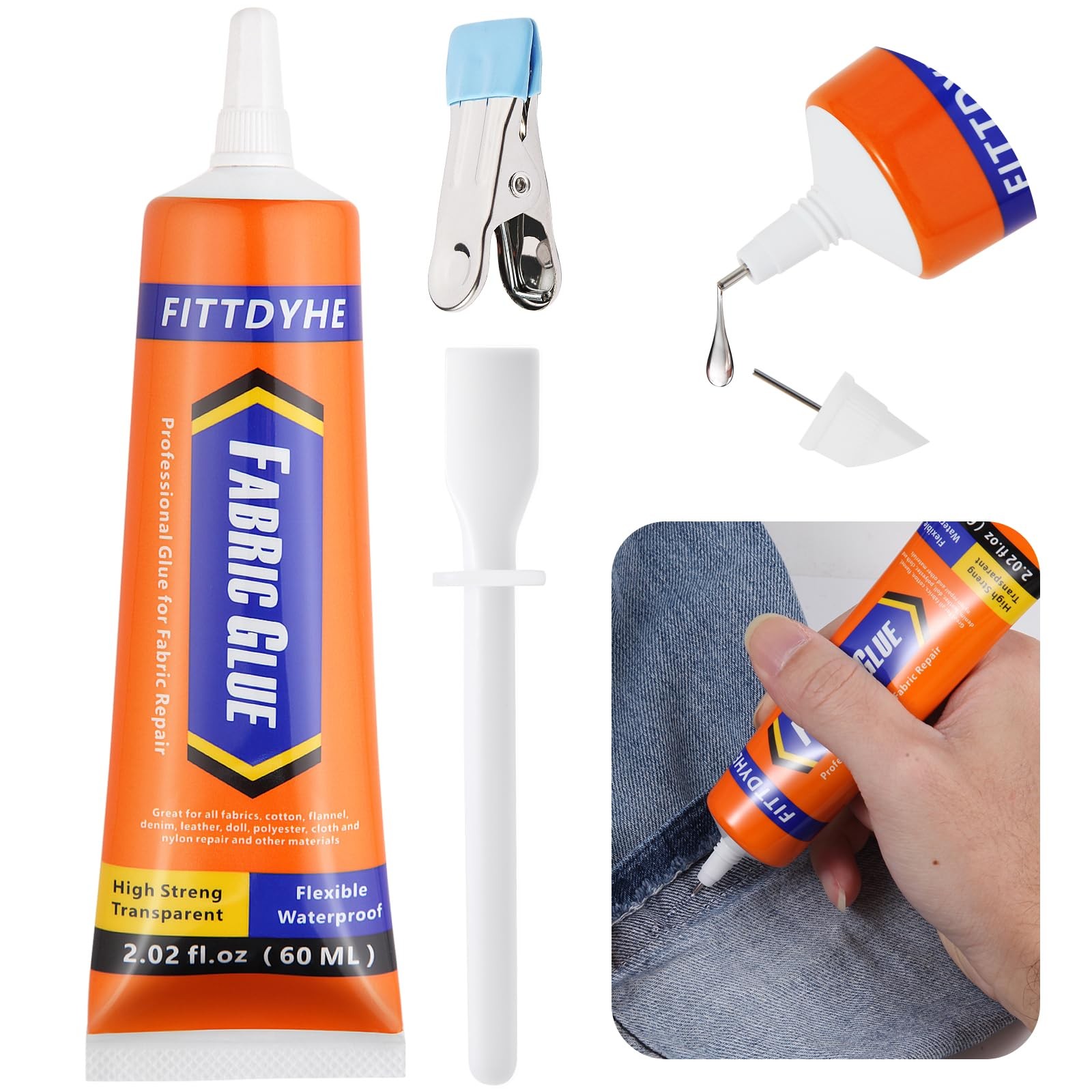 FITTDYHE Fabric Glue Permanent, 60 ML Washable Clear 1 count, 1 Pack , 60