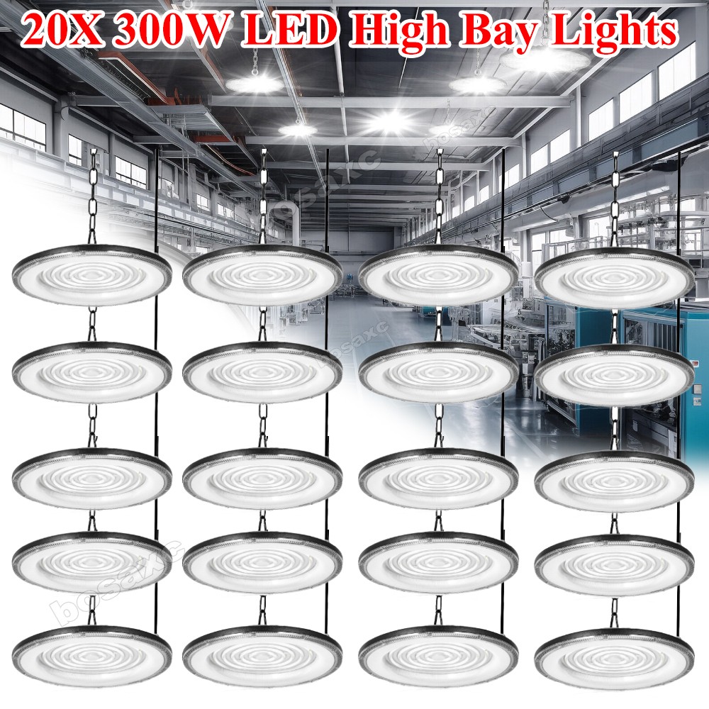 20 Pack 300W Led UFO High Bay Light 300 Watts Commercial Factory Warehouse Light